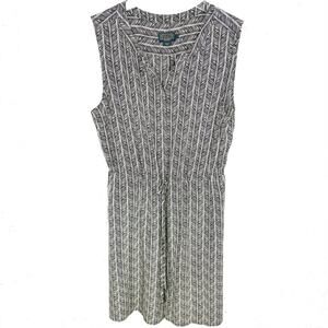 Pendleton Women Silk Shirtdress Sleeveless Black White Drawstring Waist Size XL